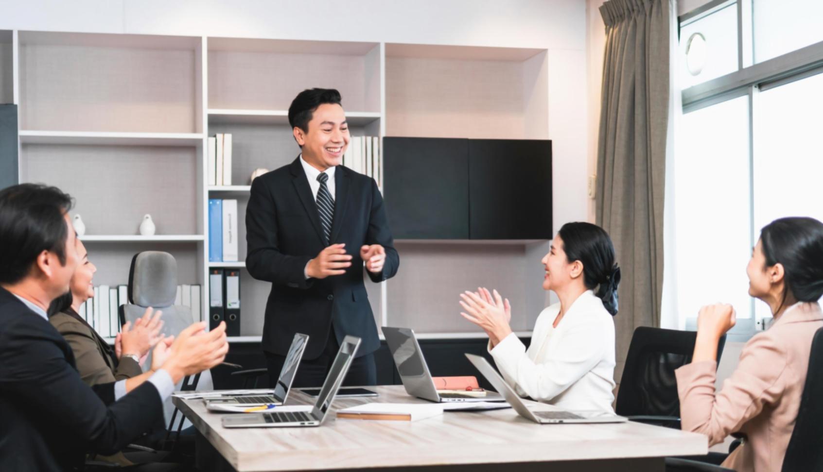 Professional workspace showing social media strategy session